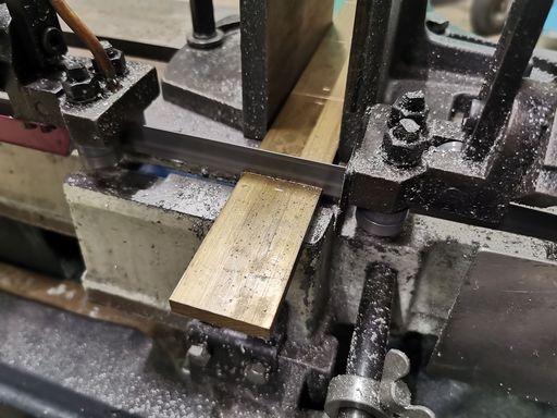 Brass stock on a bandsaw