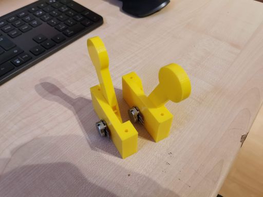 Two smaller 3D-printed joysticks next to each other
